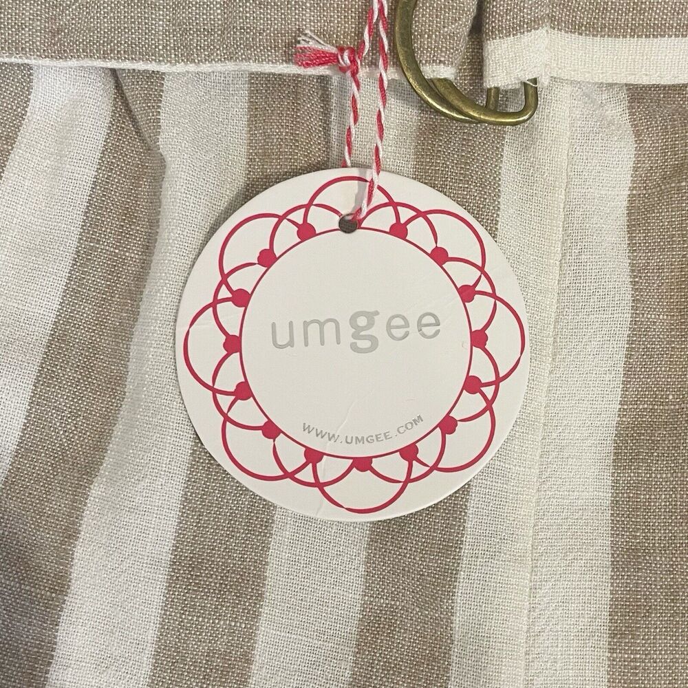 Umgee *New* Striped Shorts Size Medium Cream Beige Cotton Linen Boho Neutral NWT - Picture 5 of 7